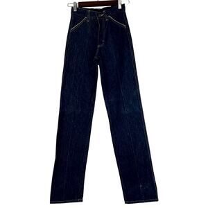 Vintage 1970s Lee Deadstock Womens Jeans Dark Wash Straight Leg High Waist 25x35